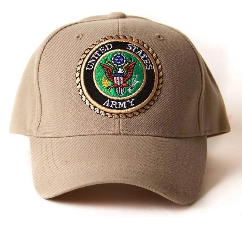 NEW Han Wild United States Army Insignia Style Military Hat - Beige